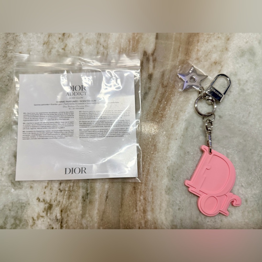 Pink/Silver Dior Addict Rosy Glow Scented “Gum” Keychain New in Bag. SEALED - Picture 5 of 16